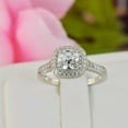 thumbnail image 4 of 2.09ct Double Halo Cushion Cut with Heart Bridal Wedding Engagement Ring Diamond Simulated 925 Sterling Silver Anniversary Rings SKU:00231, 4 of 5
