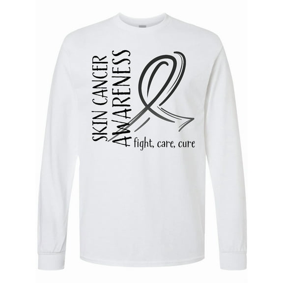 Inktastic Skin Cancer Awareness Fight, Care, Cure Long Sleeve T-Shirt