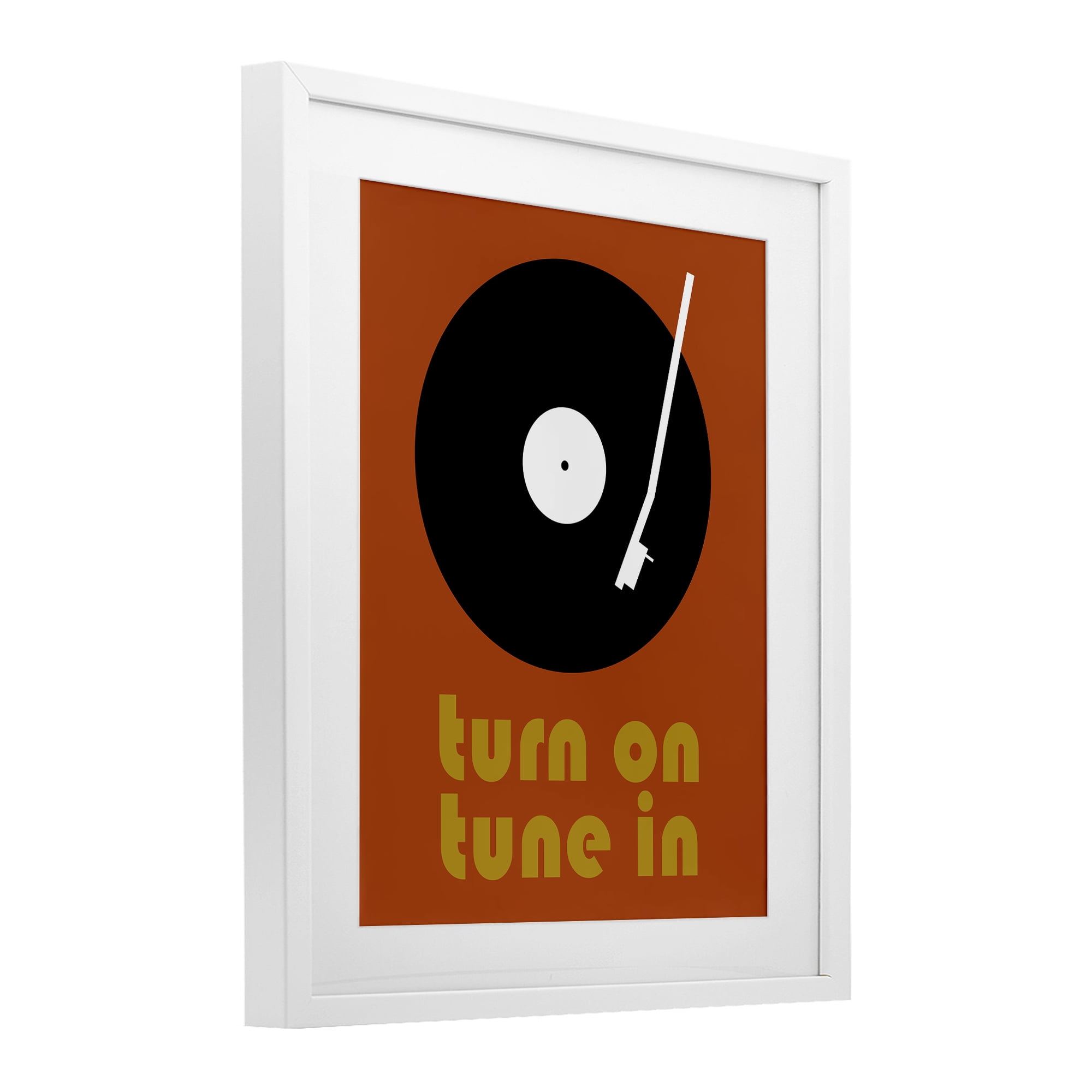 Stupell Industries Turn On Tune In White Framed Print Under Glass, design by Tom Quartermaine