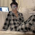 thumbnail image 3 of Pijamas navideños a cuadros para mujer, ropa de dormir coreana, Pijamas de otoño, ropa bonita, Conjuntos de pantalones de 2 piezas, ropa de descanso, traje de Pj, 3 of 4