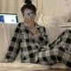 thumbnail image 3 of Pijamas navideños a cuadros para mujer, ropa de dormir coreana, Pijamas de otoño, ropa bonita, Conjuntos de pantalones de 2 piezas, ropa de descanso, traje de Pj, 3 of 4
