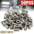 thumbnail image 1 of 50Pcs M6 Thread 304 Stainless Steel Flat Head Rivet Nut Rivnut Insert Nutsert, 1 of 7