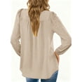 thumbnail image 5 of UVN Fall Shirts for Women Long Sleeve Blouses Ladies Crewneck Lace Crochet Tops Dressy Chiffon Blouses, 5 of 9