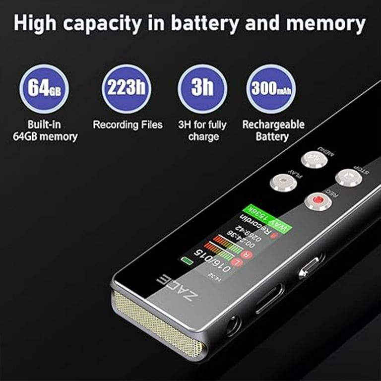 ZAQE A55 64GB Digital Voice Recorder, Noise Reduction, Voice