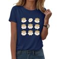 thumbnail image 2 of DXOUPM T-Shirts pour Femmes Mignon Imprimé Boulette Col Rond Manches Courtes Hauts d'Été Doux, 2 of 3