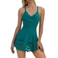 thumbnail image 6 of vigerkar Womens One Piece Swimsuit Tummy Control with Cutout Skirt Bathing Suit Modest Twist Front Swim Dress (Green, XL), 6 of 9
