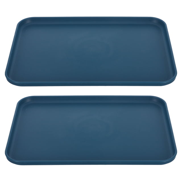 Nestingho 2Pcs Dark Blue Plastic Fast Food Trays with Nonslip Surface for Versatile Use