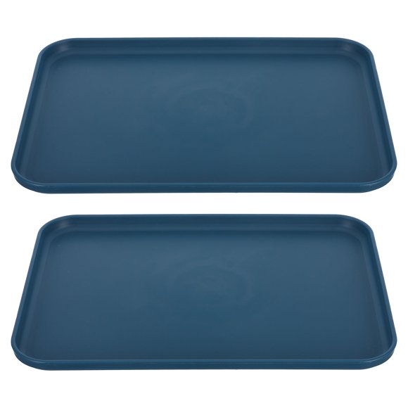 Nestingho 2Pcs Dark Blue Plastic Fast Food Trays with Nonslip Surface for Versatile Use