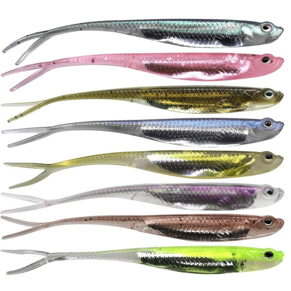 QualyQualy Soft Swimbait Fishing Lures 5PCS 6PCS Jerk Shad Minnow Drop Shot Lure Bass Bait Shad Lure Soft Jerkbait for Bass Trout Pike Walleye Crappie 2.95''