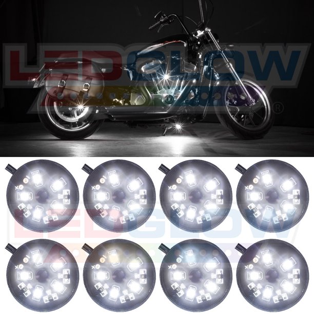 LEDGlow 8pc White LED Pod Motorcycle Lighting Kit