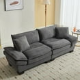thumbnail image 2 of 84'' Sofa Couch, Loveseat Corduroy Sofa with Pillows, Comfy Upholstered Deep Seat Sofa for Bedroom, Living Room, Apartment, Office, Dorm-Black Corduroy, 2 of 7