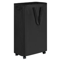Efluky Laundry Basket,75L Slim Hamper with Wheels, Rolling Laundry Hamper for Clothes, Small Clothes Hamper for Bedroom, Dorm and Laundry Room,Black