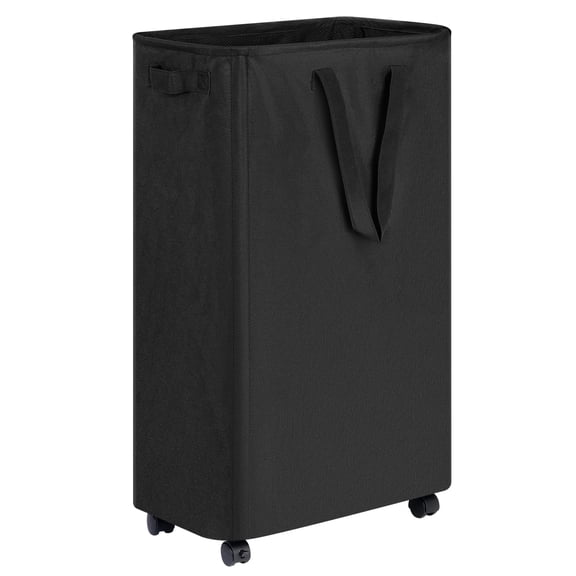 Efluky Laundry Basket,75L Slim Hamper with Wheels, Rolling Laundry Hamper for Clothes, Small Clothes Hamper for Bedroom, Dorm and Laundry Room,Black