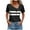 Black, variant on Charella Ladies Dressy Blouses V Neck Button Summer Trendy Striped Short Sleeve Tunic Tops Casual Loose Shirts Clothing (L, White)