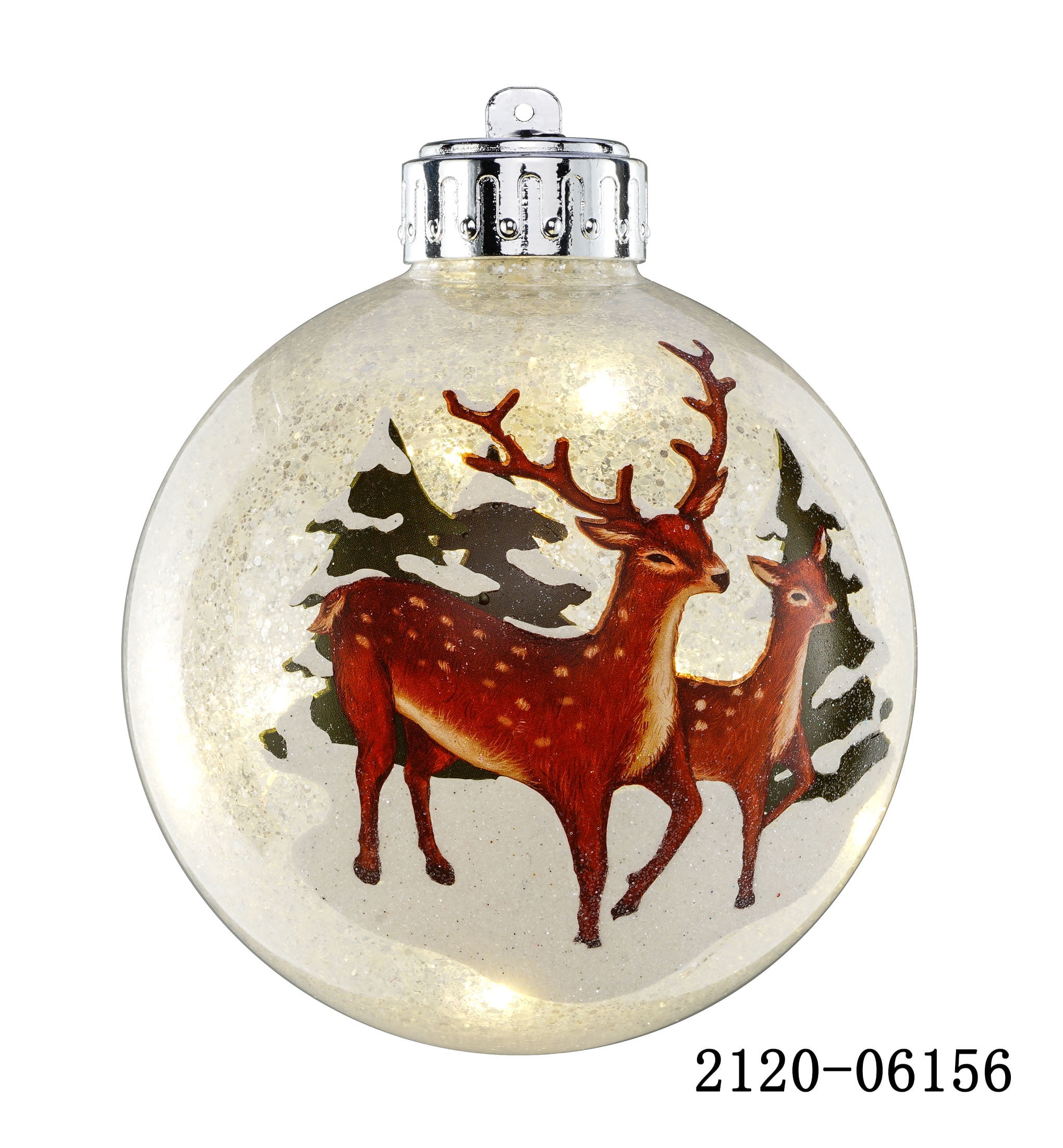 Holiday Time 120MM LED Plastic White Jumbo Ornament W/ Reindeer