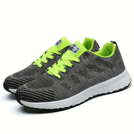 

Stylish Womens Lace-up Walking Shoes - Breathable Mesh Fabric Upper PU Sole Fabric Insole Solid Color All-Season Comfortable Fitness Sneakers for Tennis Gym and Daily Activities
