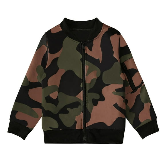 Wdfiry Toddler Jacket Autumn Winter with Pockets Boys Girls Warm Windproof Camouflage Print Jacket Baby Kids Top Coat & Outerwear 12M-5Y