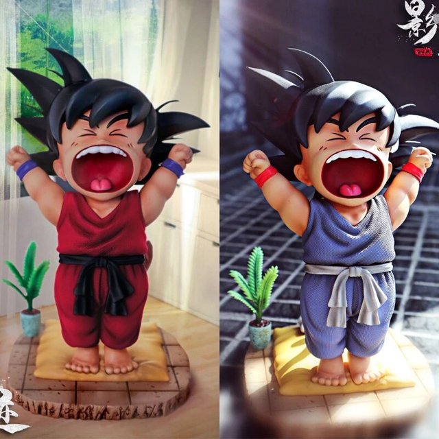 16cm Anime Dragon Ball Action Figure Cute Yawn GOKU Figurine Collection Model PVC Statue Desk Ornaments Children Doll Toys Gift zhangyuxiang LED