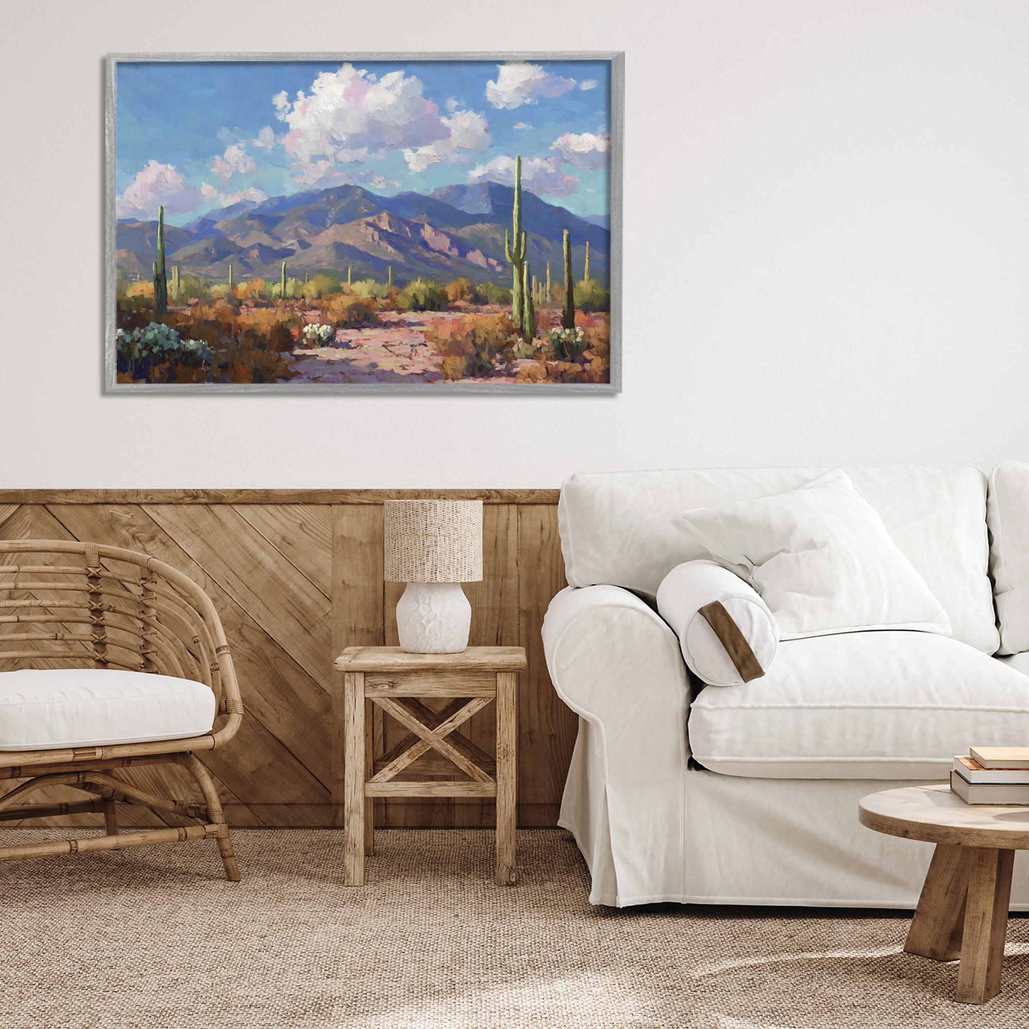 Stupell Industries Desert Mountains at Sunset Glow Gray Framed Giclee Art, design by Gina Kelly