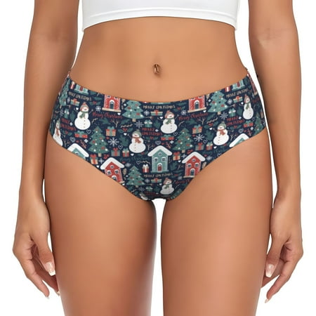 Uemuo Christmas Village Pattern Women s Cotton Underwear Full Coverage Briefs Soft Stretchy Breathable Underwear Brief-4X-Large