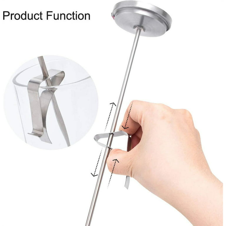 7.87in Milk Thermometer,Casewin Stainless Steel Milk Frother Thermometer  with Clips and Probe for Coffee, Jam and Liquid Frothing
