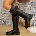 thumbnail image 5 of BRGZLK Women's Tall Boots ound Toe Solid Color Classic Medieval Renaissance Pirate Cosplay Boot Halloween Costume Low Heel Knee-Length Shoes Black 41, 5 of 9