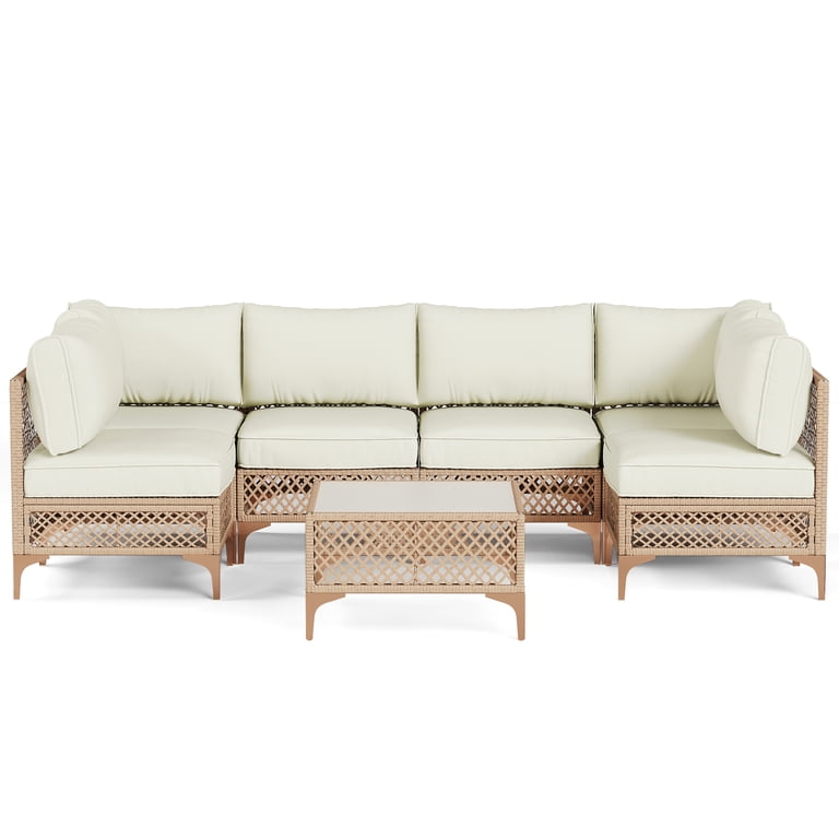 LAZZO 7-Piece Patio Furniture Set, Outdoor Wicker Conversation Set
