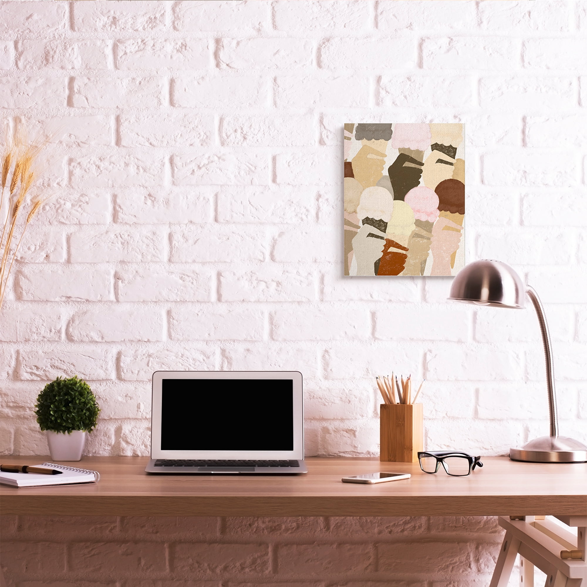 Stupell Industries Hands Holding Ice Cream Pattern Neutral Colors Food & Beverage Painting Gallery Wrapped Canvas Art Print Wall Art, 16 x 20