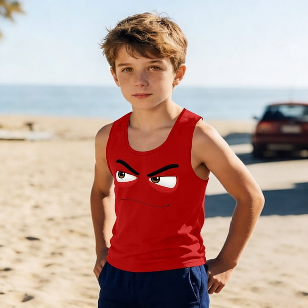 Camisolas de cuello redondo para niños pequeños y niños a la moda, lindas camisetas con estampado degradado, parte inferior suave sin mangas, camisetas para niñas