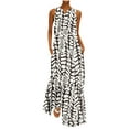 thumbnail image 1 of SMihono Robe Maxi Bohème d'Été pour Femmes Grande Taille Mode d'Été Imprimée Col en V Sans Manches Robe à Enfiler avec Poches Robe de Plage, 1 of 5