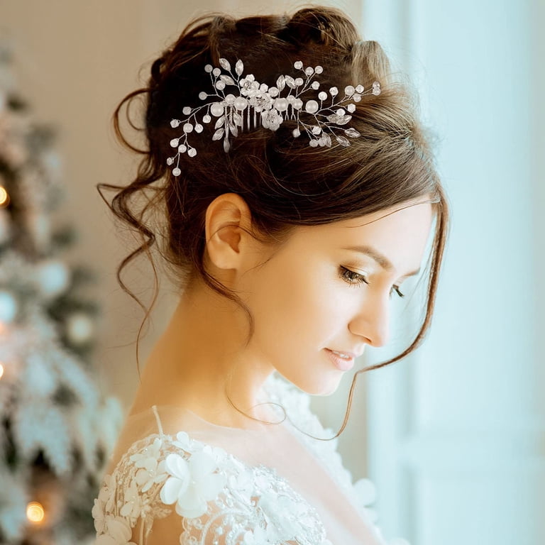 Handmade Rhinestone Silver Bridal Headpiece Wedding Hair Accessory Fashion Silver Handmade Rhinestone Leaf Wedding Bridal Hair  main image 4