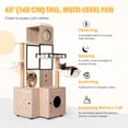 thumbnail image 3 of 63" Multi-Functional Cat Tree with Litter Box & Removable Washable Cushion, Cat Condo with Scratching Posts & Toy Hanger, Cat Tower with Hammocks, Gray, 3 of 9