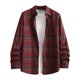 thumbnail image 1 of Blusa y camisa de manga larga con cuello vuelto para hombre, informal, con botones y bolsillos, camisa de manga larga a cuadros, abrigo de lino para hombre, 1 of 2