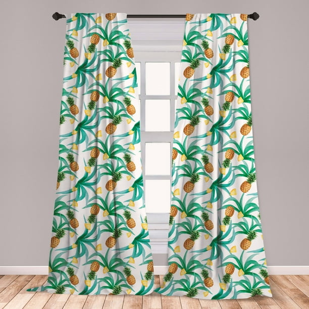 Hawaii Curtains 2 Panels Set, Botany Inspired Traditional Luau Party