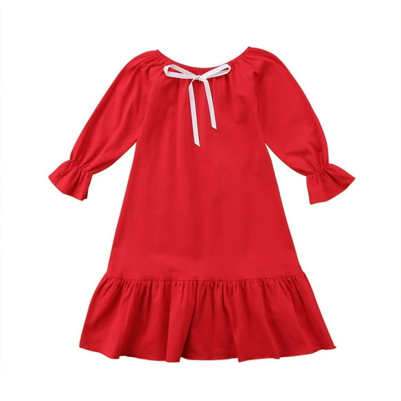 AMERTEER Toddler Girl Princess Party Cotton Ruffle Longuette Nightgown Dress