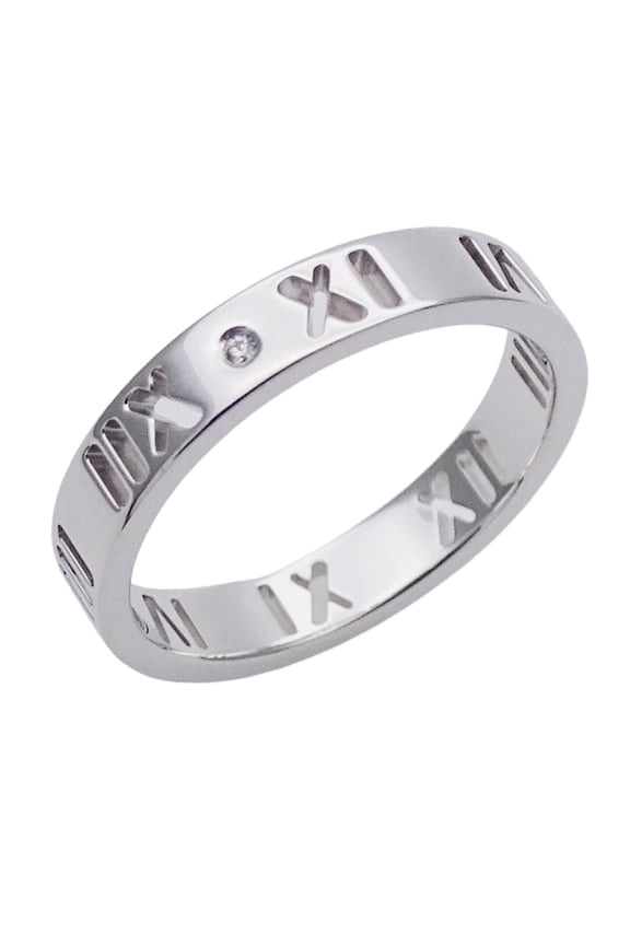 Pre-Owned Tiffany & Co. Women's Ring, 750WG, 4-Piece Diamond Atlas Design, Pierced, White Gold,...