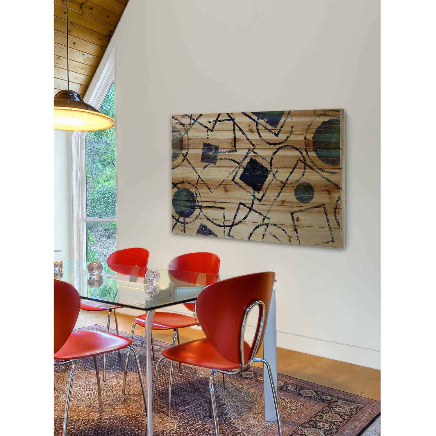 Marmont Hill - "Shape Party" Painting Print on Natural Pine Wood