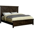 thumbnail image 2 of Rustic Style Dark Walnut Transitional Bedroom Furniture 1pc Bed Plank Style HB FB Eastern King Size Bed Solid Wood, 2 of 6