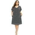thumbnail image 5 of WBQ Plus Size Loungewear Short Sleeve Nightgown Women's Ultra-Soft Nightshirt Knee Length Sleepwear with Pocket, 5 of 6