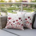thumbnail image 4 of Spring Flowers Pillow Covers 2 Pack Watercolor Red Pink Floral Leaf Plant Pillowcase Waterproof Outdoor Throw Pillow Cover for Patio Garden Square Cushion 26”x26”, 4 of 9