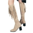 thumbnail image 4 of Fesfesfes Fuzzy Boots for Women Shoes Fashion Retro Solid Color Ethnic Style Suede Fringed Female High US:8.5(41), 4 of 9