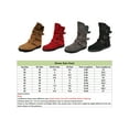 thumbnail image 2 of Woobling Ladies Riding Boot Round Toe Winter Shoes Flats Mid-Calf Boots Fashion Womens Non-slip Side Zipper Brown 8, 2 of 6