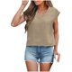 thumbnail image 1 of Tops de Manga Larga de Moda para las Mujeres 2025 V-Cuello Color Sólido Camisa de Verano, Blusa de Manga Corta de Poliéster Casual, 1 of 9