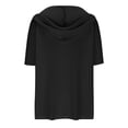 thumbnail image 6 of Waffle Shirt Women, Yigetop Womens Summer Knit Tops 2025 Short Sleeve Lightweight Drawstring Hoodies Pullover Button V Neck Casual Blouses Shirt Knit Shirts for Women Black XL, 6 of 7