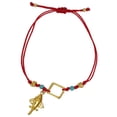 thumbnail image 1 of Across The Puddle, Bohemian Style Neon Red Cord with a Golden Jet Charm and Turquoises Adjustable Bracelet | Quimbaya Flyer | Ancient Astronauts | Original Golden Jets Collection, 1 of 2