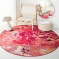 thumbnail image 2 of SAFAVIEH Madison Oscar Abstract Distressed Area Rug, Red/Ivory, 6'7" x 6'7" Round, 2 of 8