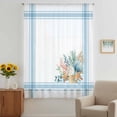 thumbnail image 2 of Blue Coastal Sheer Curtains 63 Inches Long, Nautical Starfish Eucalyptus Leaf Coral Striped Light Filering Curtains, Breathable Simi Curtain Privacy Drapes for Living Room Bedroom Window Treatment, 2 of 9
