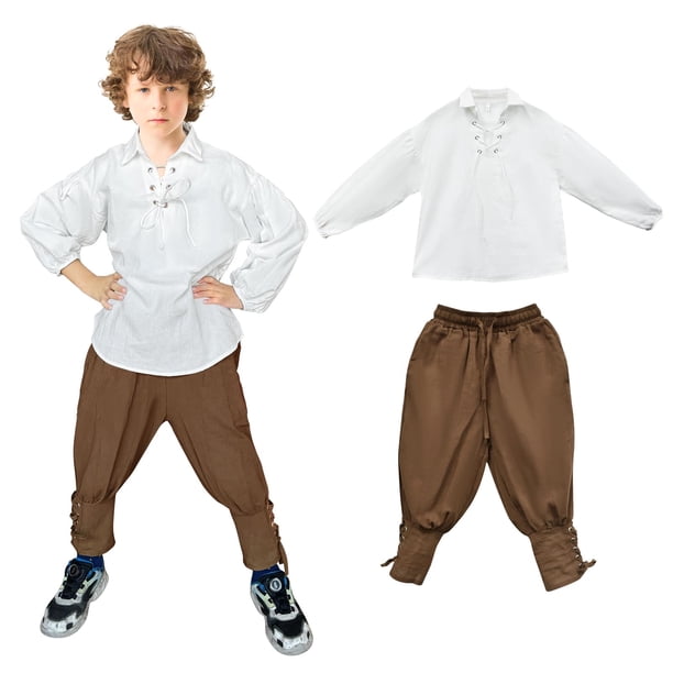Disfraz de pirata para niños Prebene Medieval, camisa y pantalones 4-6T