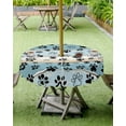 thumbnail image 4 of nqOlkjepod Blue Beige Paw Print Outdoor Tablecloth with Umbrella Hole & Zipper, Vintage Farmhouse Country Wood Grain Round Table Cover 54 Inch, Dining Waterproof Table Cloth Protector for Patio, 4 of 7
