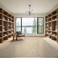 thumbnail image 2 of ODIKA 9'x12' Washable Area Rug Cream Large Structured Grid Abstract Boho Composition Loving for Dining Room, Basement, Office, Non-Slip Chair-Friendly, 2 of 7